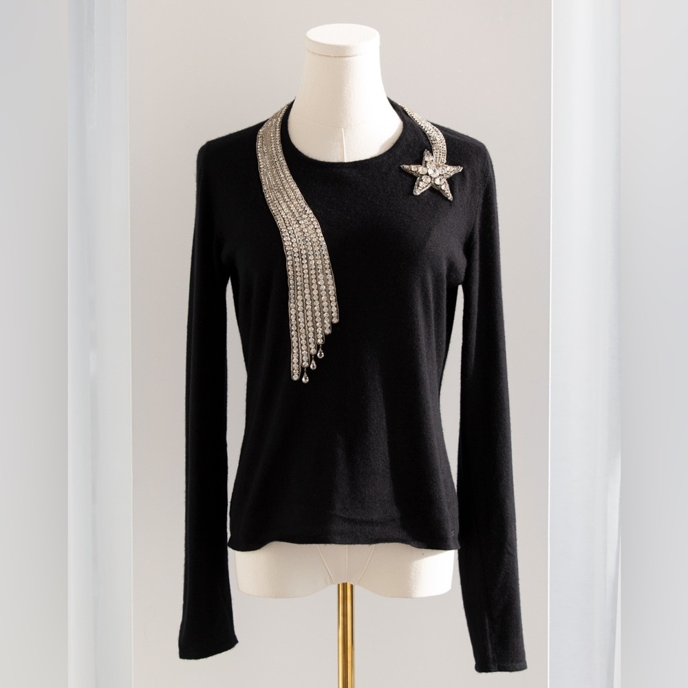RARE Chanel Vintage F/W 2003 Comete Swarovski Embellished Necklace 03A Sweater - Picture 4 of 13
